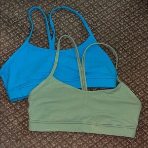 Lot of 2 Lululemon Blue and Green Sports Bras Flow Y